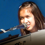 Girl at a microphone