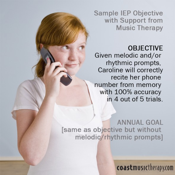 Music Therapy IEP Goal to Teach Phone Number Memorization- Coast Music Therapy