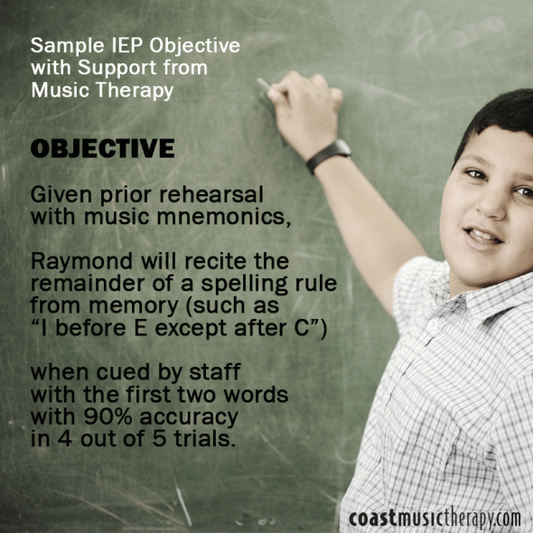 Music Therapy IEP Goal for Spelling- Coast Music Therapy